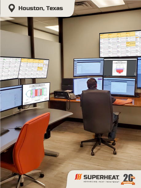 A Superheat employee monitoring heat treatment cycles at the SmartCenter in Houston